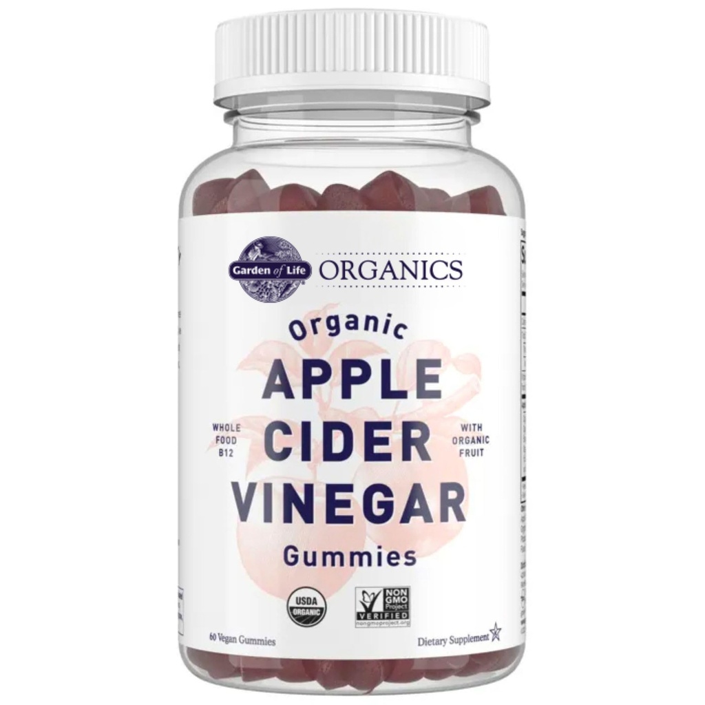 Life Apple Cider Vinegar Gummies USDA Organik ACV Gummy Vitaminleri Gerçek Meyve Şer, Tüm Gıda B12 - Vegan, Gluten Free, Non-GMO, Kosher - 60 Gummie