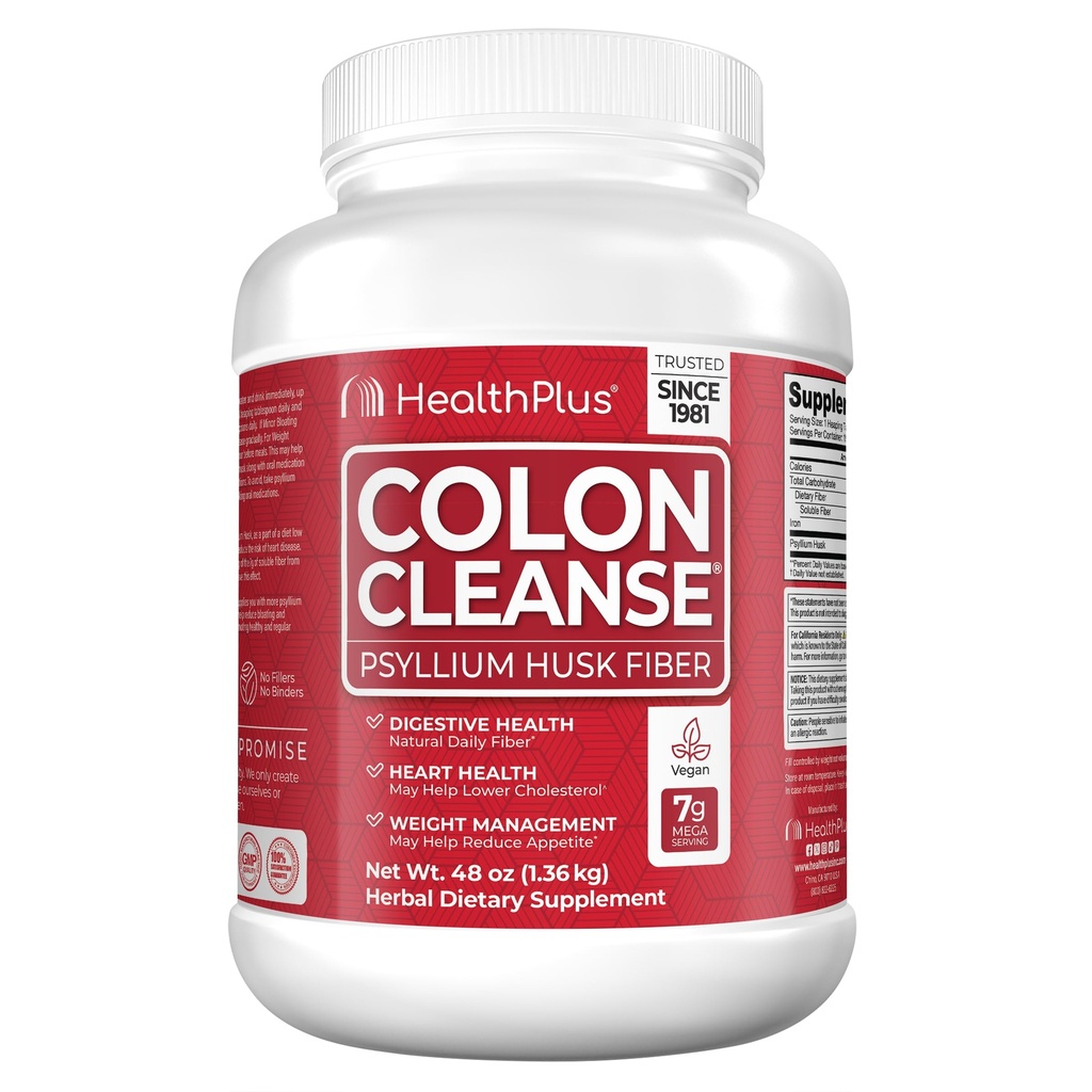 Sağlık Plus Koloni Temizleştirici Destek | Toxin Elimination için Tüm Doğal Günlük Fiber Bloating | Supports Heart Health | 48 Ounces, 194 Hizmetler