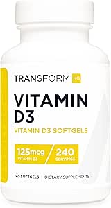 Dönüşüm D3 5000 IU (12574)) 240 Softgels - D Supplement, Gluten Free, Non-GMO