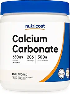 Nutricost Ανθρακική σκόνη ασβεστίου 500 γραμμάρια