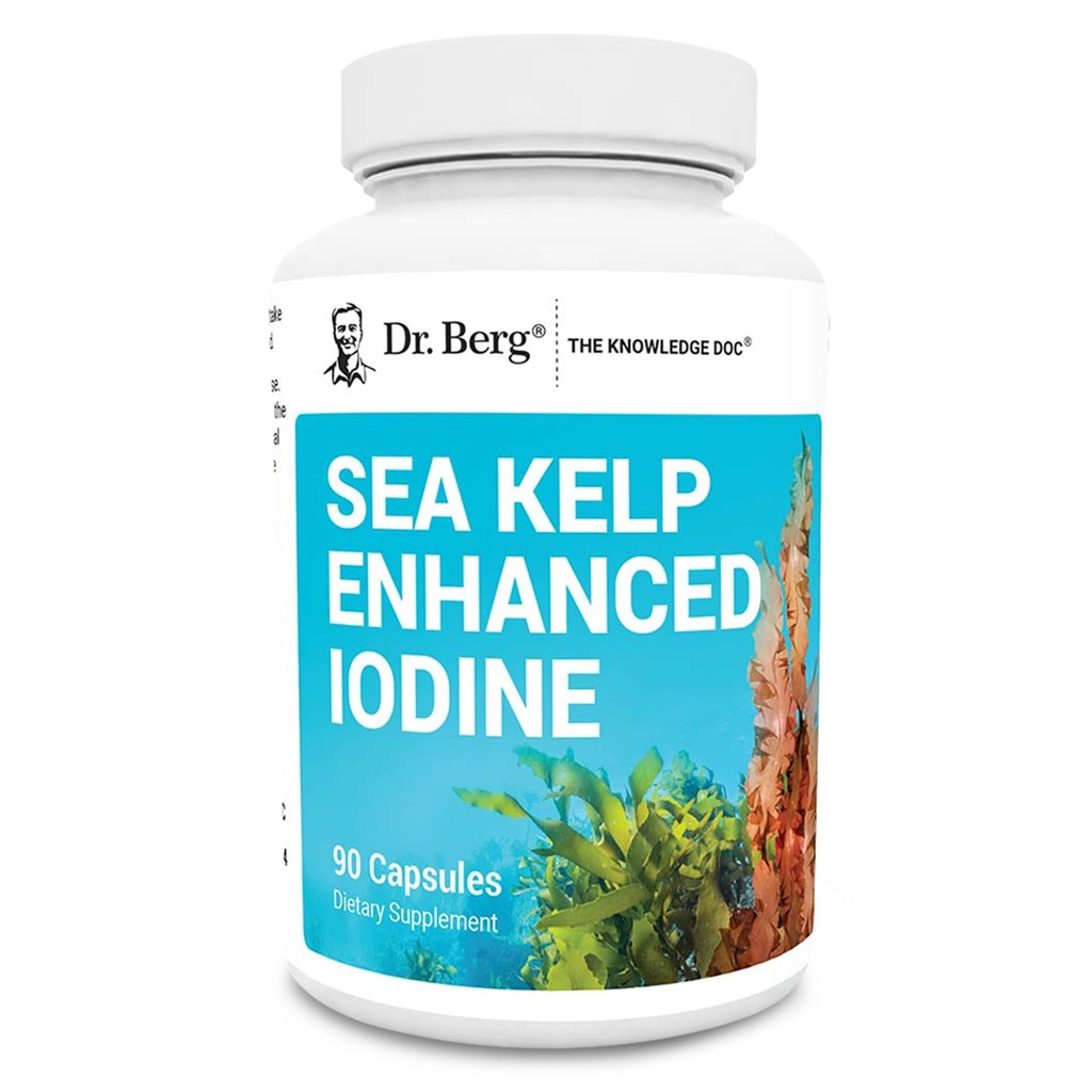 Dr. Berg Sea Kelp Iodine - 200 mcg of Premium Iodine - Seaweed Mixs Klamath Blue-Green Algae & Sea Kelp - 90 Capsules