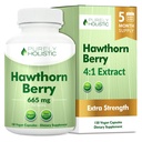 Safly Holistic Hawthorn Berry - 150 Vegan Capsules - 5 Ay Supply - High Strength 4:1 Extract - Non-GMO Hawthorne Supplement - Supports Cardiovascular & Digestive Health