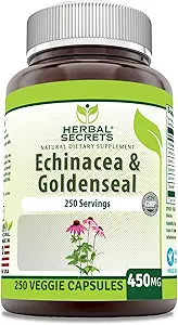 Herbal Sırları Echinacea & Goldenseal Root Supplement | 450 Mg Per | 250 Veggie Capsules | Non-GMO | Gluten-Free | Made in USA (250 Veggie Capsules)