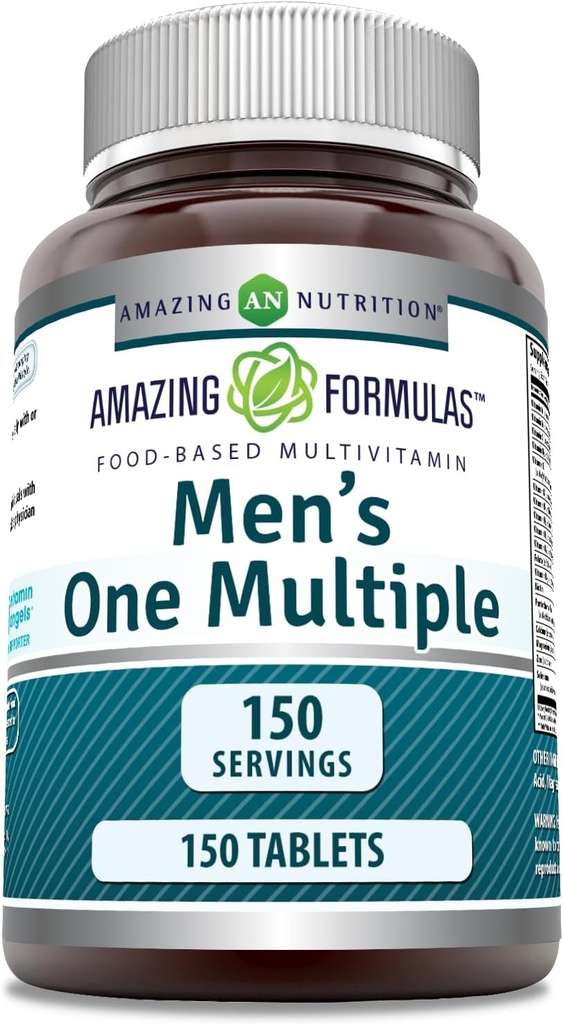 Amazing Formulas Men's One Multivitamin Supplement | Yiyecek bazlı | 150 Tablet | Mükemmel Vitaminler, Mineraller & Probiyotikler | Non-GMO | Gluten-Free | Made in USA