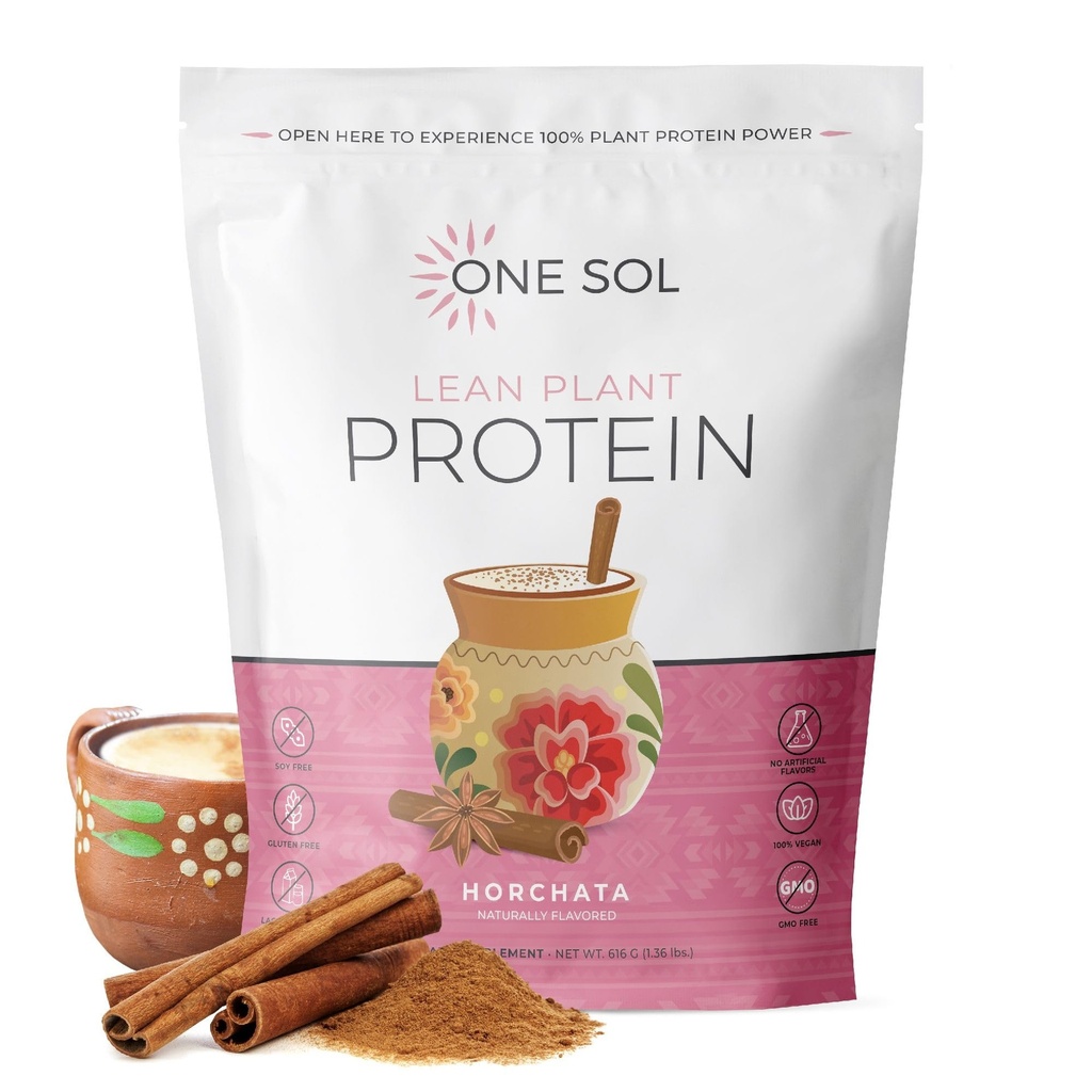 One Sol Lean Plant-Based Protein Toz, Pea & Brown Rice proteini, Low Carb, Vegan Dostu - Gluten, Lactose, & Soy Free - Ek Olmayan Şeker, Non-GMO, Temiz Beslenme, No Bloating (Horchata)