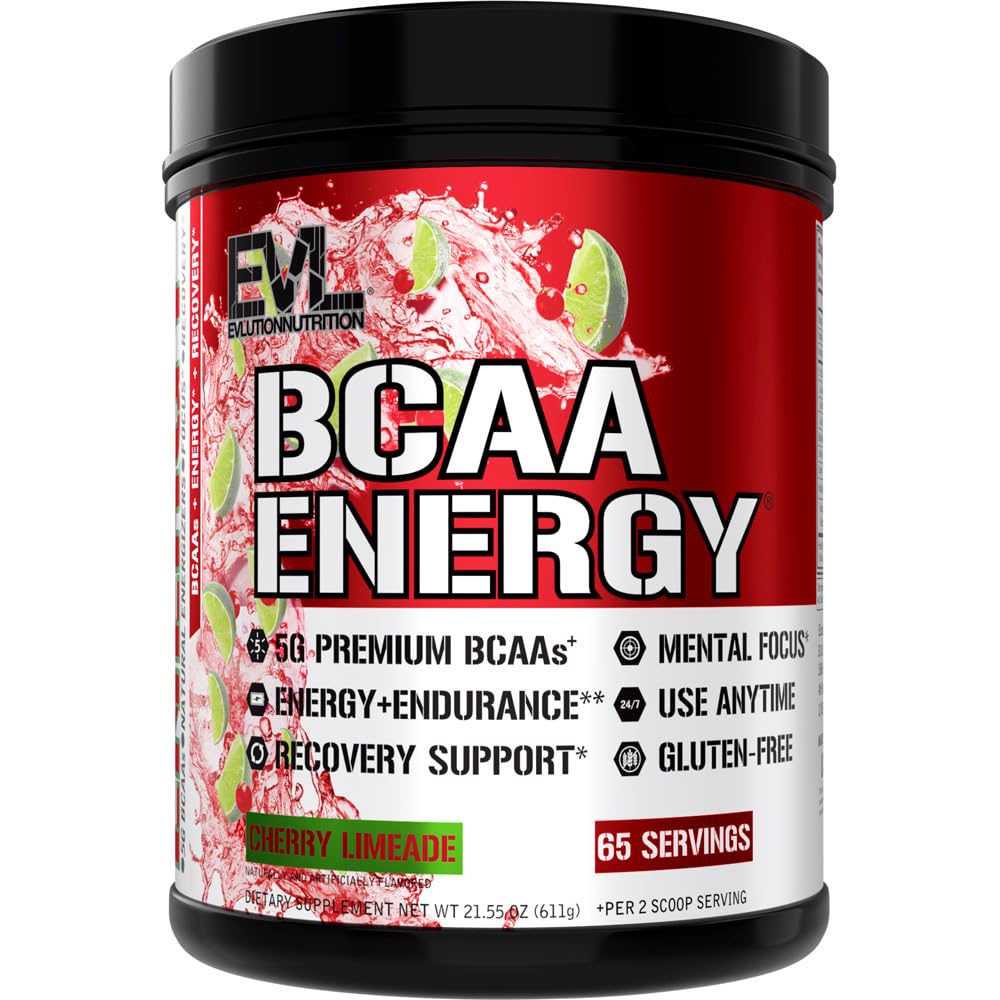 Evlution EVL BCAAs replicas Toz - BCAA Energy Pre Workout Toz for Muscle Recovery Lean growth and Endurance - Rehydating Post Workout Recovery Drink with Natural Caffeine - Cherry Limeade