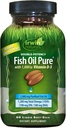 Double-Potency Fish Oil Pure Tarafından Irwin Naturals, Citrus Flavor with Vitamin D-3, 60 Liquid Soft-Gels
