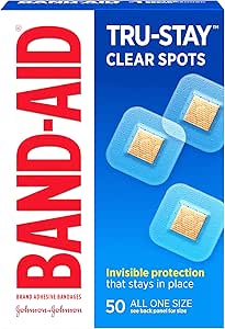 Band-Aid Brand Tru-Stay Clear Spots Bandages for Discreet First Aid, All One Dimension, 50 Count