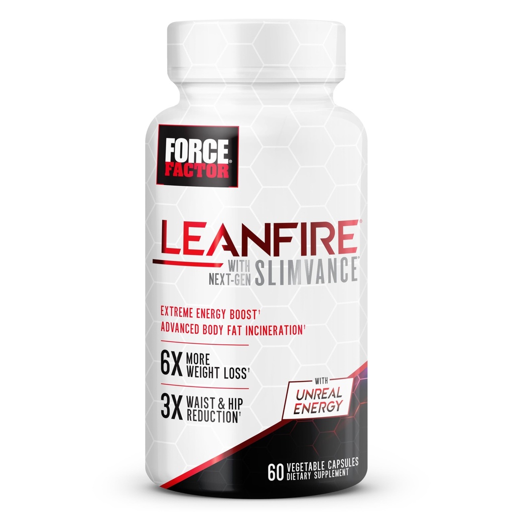 FORCE FACTOR LeanFire με Next-Gen SLIMVANCE Advanced Θερμογόνος καύση λίπους για απώλεια βάρους με βιταμίνες Β και Capsimax για την ενίσχυση του μεταβολισμού, την αύξηση της ενέργειας και την ενίσχυση της εστίασης, 60 κάψουλες