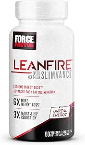 FORCE FACTOR LeanFire with Next-Gen SLIMVANCE Advanced Thermogenic Fat Burner for Kilo kaybı için B Vitaminleri ve Capsimax to Boost Metabolism, Art, ve Advanced Focus, 60 Capsules