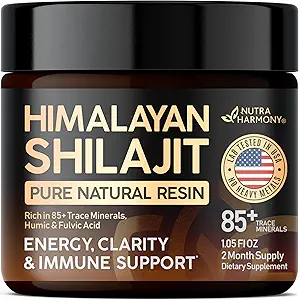 Shilajit Pure Himalaya Giyim | ABD'de Test Edildi | Doğal Occurred Shilajit for Men & Women | 85+ Trace Minerals & Fulvic Acid Kompleks | Enerji, Ruh, Immune Support - 1.05 fl oz, 2 ay Supply