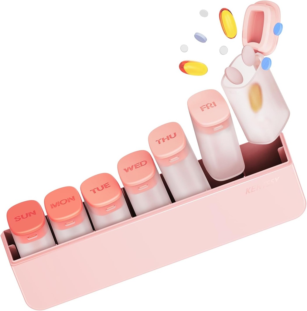 Haftalık Pill Organizer 1 Bir Gün - Seyahat Pill Box 7 Gün, Günlük İlaç Vitamini Balık Yağı Için Büyük Tıp Pill Vaka Konteyneri, Portatif Hafta Pills Organize Tankları