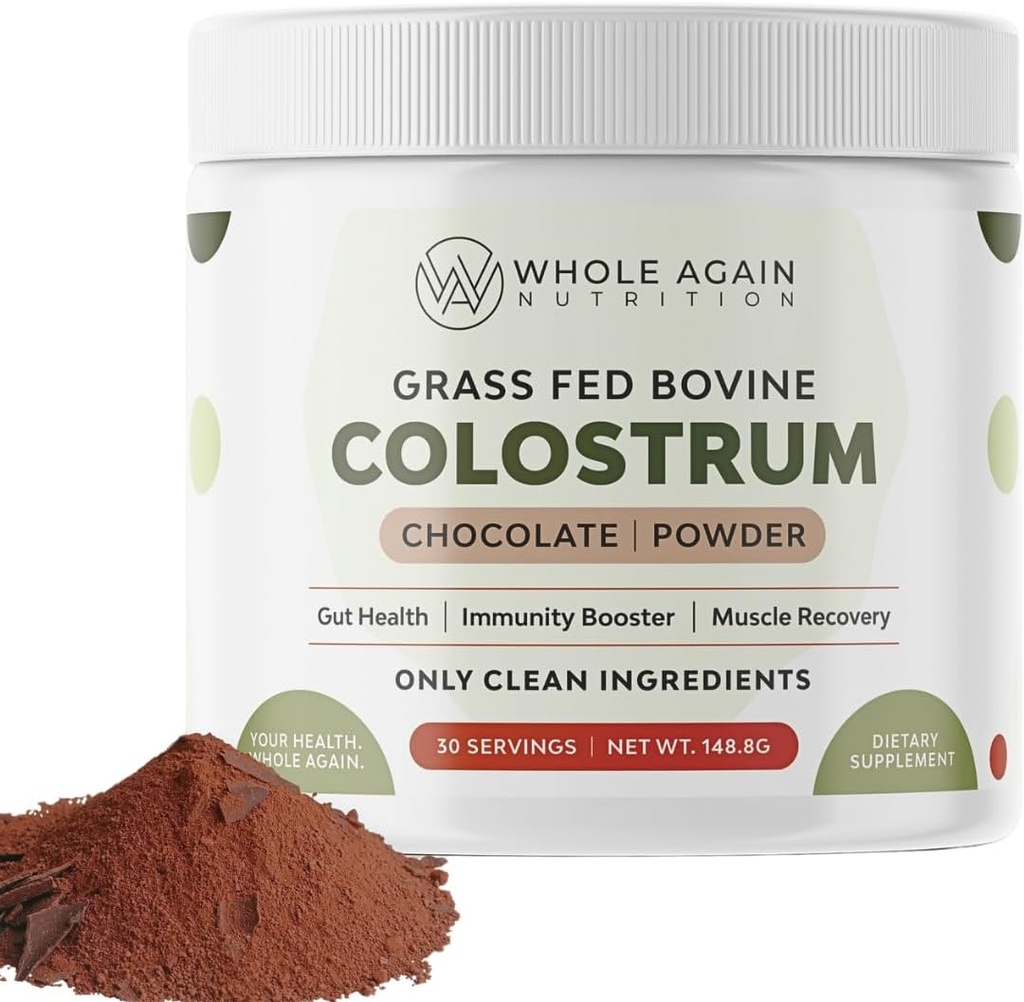 Organik Grass Fed Bovine Colostrum for Humans - Yeni Zelanda Kaynaklandı - Immunoglobulin (IgG Supplement) - 30 Servisler, Chocolates, Chocolate