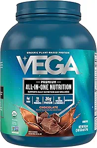 Vega All in One Nutrition Organic - 20g Plant-Based Pea Protein, Chocolate, 42 Servings, Vitamins A & C, Probiotics, Greens, Vegan, Keto, Gluten Free, 61.8oz (Packaging May Vary)