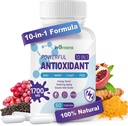 10in-1 Antioksis Supplement, 1700MG Kadınlar ve Erkekler için Super Antioksit, NAD, NMNH,Coq10, Resveratrol, Hücre Onarımı ve Serbest Radikal Hasarı Azaltılması, 60 Capsules