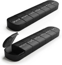 Büyük Haftalık Pill Organizer, 2-Pack 7 Günü Pill Box with Debossed Etiketler, Fade Dayanıklı, Ted-Free Translucent Lids (Black & Black)