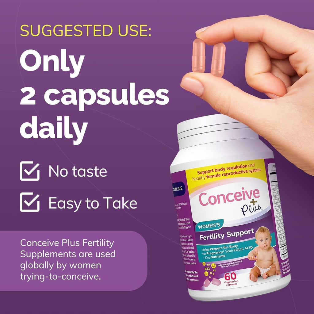 CONCEIVE PLUS Ovulation + Women's Ferttitude Combo, Supports Ferttitude and Ovarian Regulation, 60 + 120 Capsules
