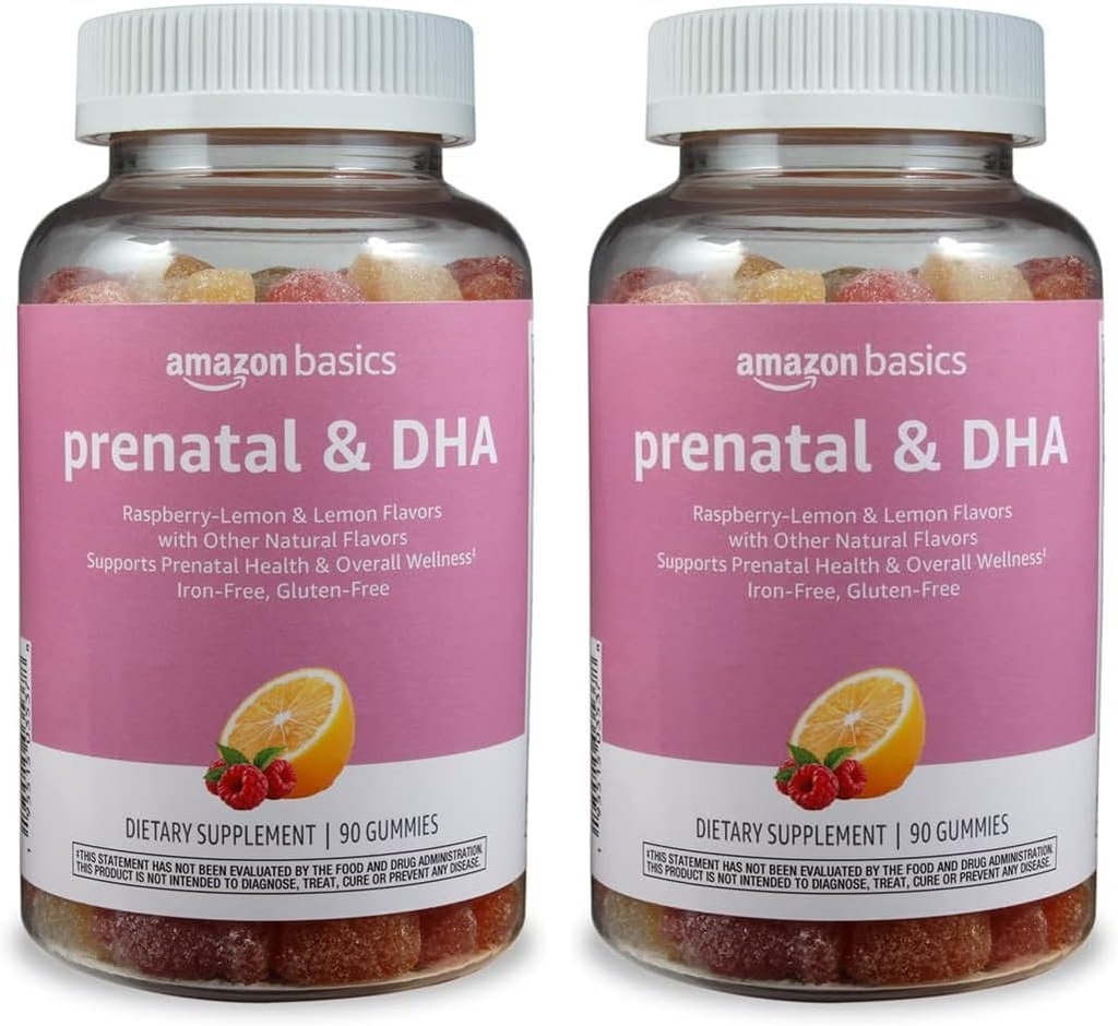 Temeller Prenatal & DHA Gummy, Rasberry & Lemon Flavor, 90 Kont (Önceki olarak Solimo) (Pack of 2)