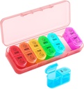 Betife Weekly Pill Organizer 2 φορές την ημέρα, 7 Day Pill Box AM PM, Portable Travel Pill Case, Daily Pill Container Day and Night, Medicine Organizer for Medication, Vitamin or Supplement (Pink)