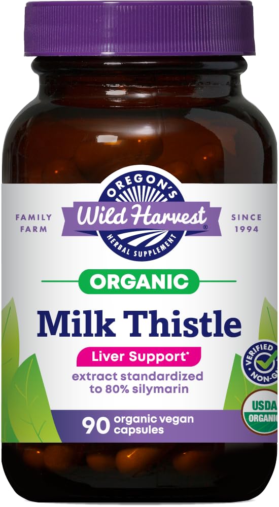 Oregon's Wild Shervest Certified Organic Milk Thistle USDA Certified Organic Herbal Supplement, 90 Count