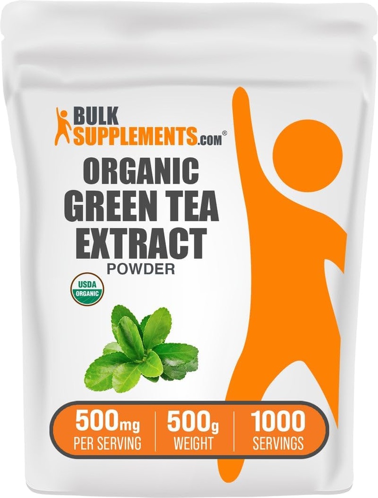 BulkSupplements.com Organik Yeşil Çay Ekstraksiyon Toz - Organik Yeşil Çay Toz, Polyols Supplement - Vegan & Gluten Free, 500 mg per Service, 500g (1.1 lbs) (Pack of 1)