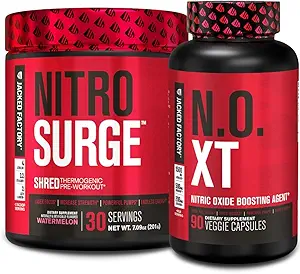 Jacked Factory Nitrosurge Ked Thermogenic Pre-Workout in Watermelon & N.O. XT Nitric Hoffman için Men & Women