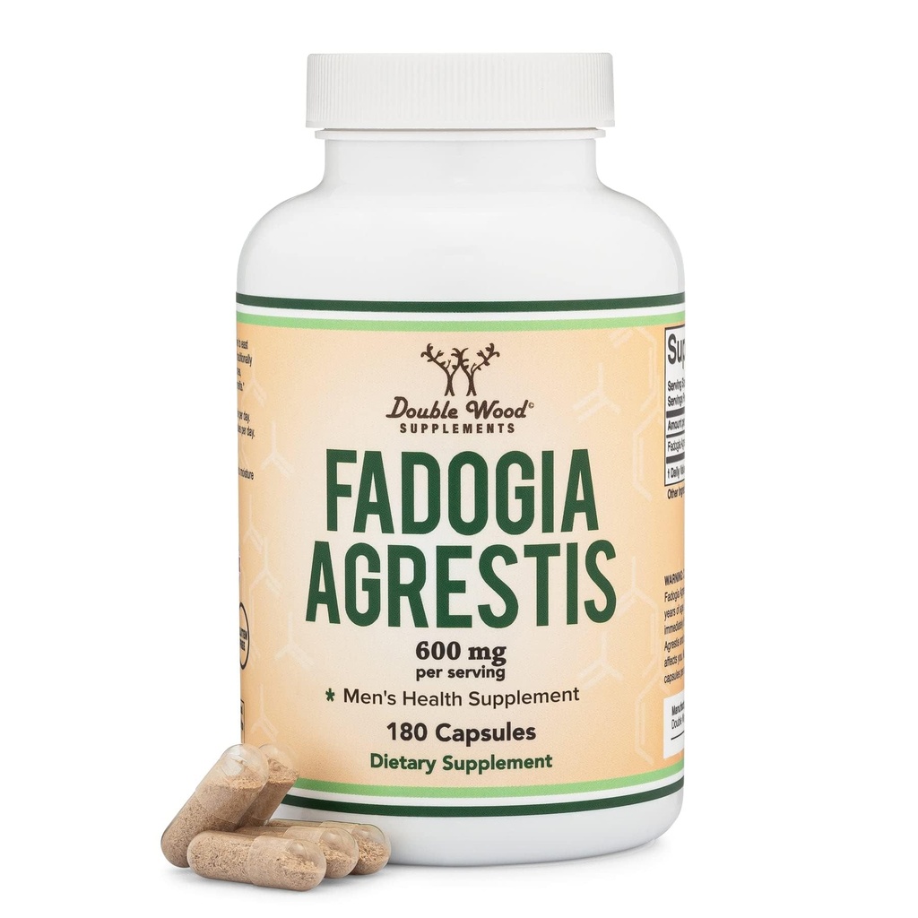 Fadogia Agrestis 600mg Per (180 Capsules) Athletic Performance (Third Party Tested, Non-GMO, Vegan, Gluten Free) Double Wood