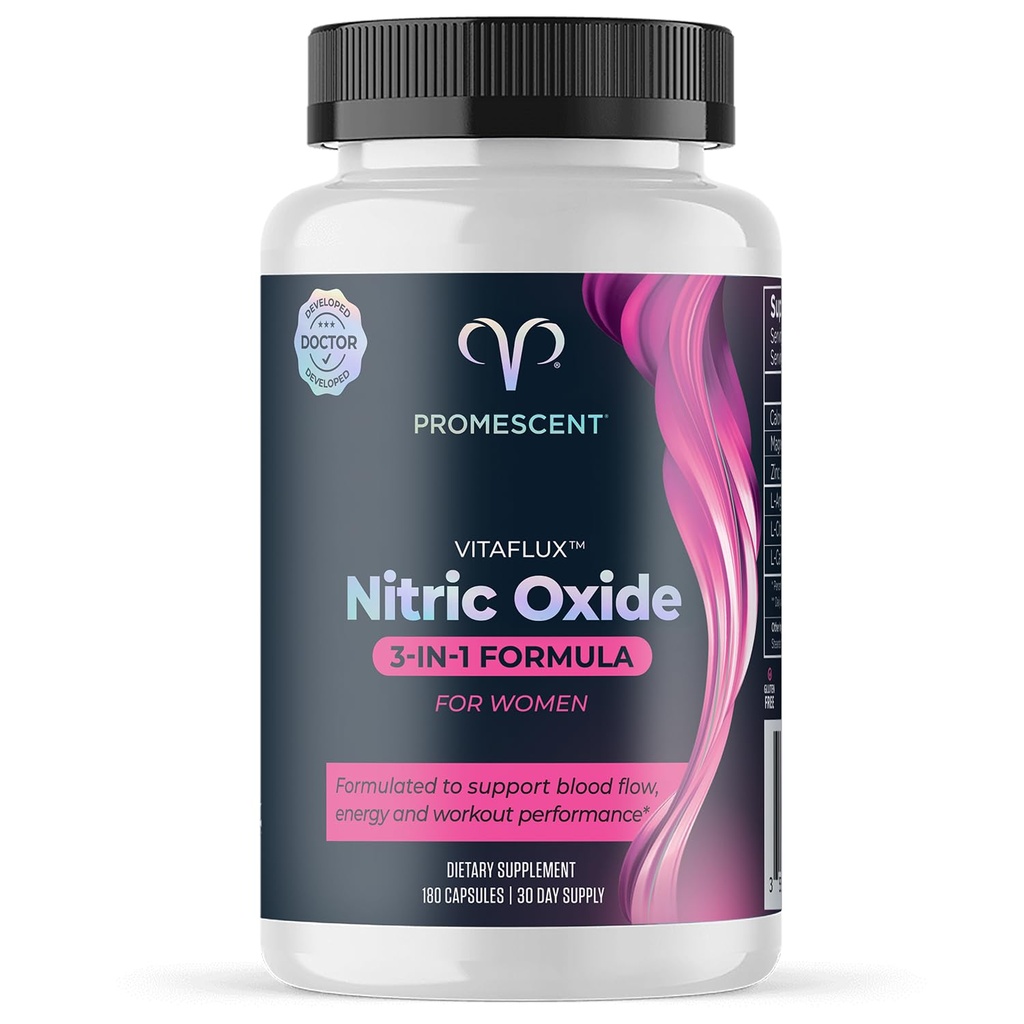 Promescent VitaFLUX Women's Nitricpak ATM Supplement, Boost Energy & Performance - Treatment Dose of Essential replicas L Arginine, L Citrulline, L Carnitine, çinko (180 Capsules)
