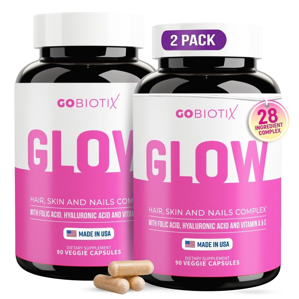 GOBIOTIX Hair Skin ve Nails Vitamin Supplement - 1000006 Biotin Pills With Hyaluronic Acid, Folate, Iron, Magnezyum, ve çinko - Collagen Production, Saç Büyüme - 60 Hizmetler