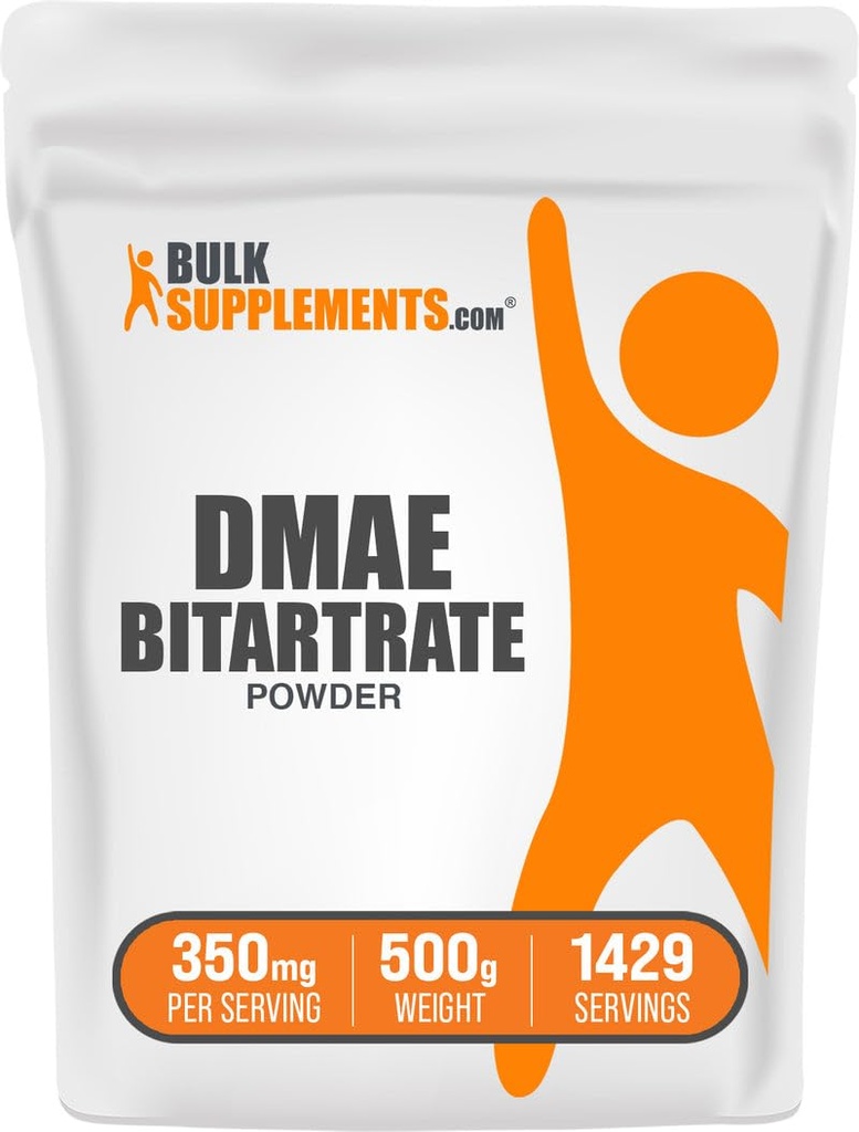 BulkSupplements.com DMAE Bitartrate Powder - Dimethylaminoethanol Bitartrate, DMAE Supplement - Unflavored & Gluten Free, 350mg per Serving, 500g (1.1 lbs) (Pack of 1)