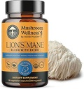Mushroom Wellness Lion's Mane Mix with Reishi: Organik Lion's Mane & Reishi Mushroom Capsules, Mushroom Toz Supplement, Supports Cognitive Health, Memory, and mental Focus, 90 Vegan Capsules