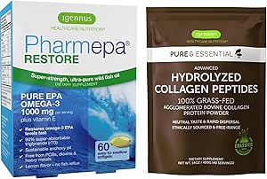 Pharmepa Restore & Advanced Hydrolyzed Collagen Peptides Bundle, 1000mg Pure EPA Omega-3 Fish Oil & 100% Grass Fed Bovine Collagen Protein Powder, by Igenus