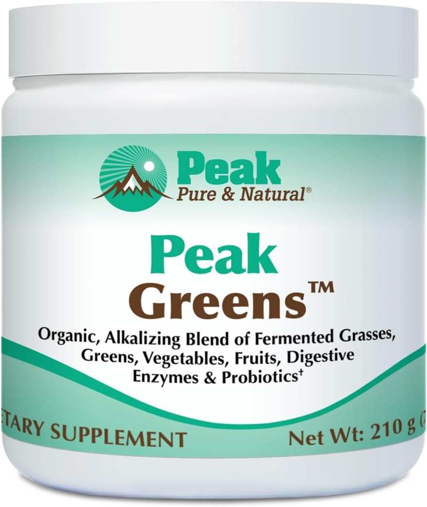 Peak Pure & Natural Peak Greens PH Balance ve alkalinity | Superfood Green Drink Toz | Fermented Grass, Sebze ve Meyve | Digestive Enzyme & Probiyotik Toz