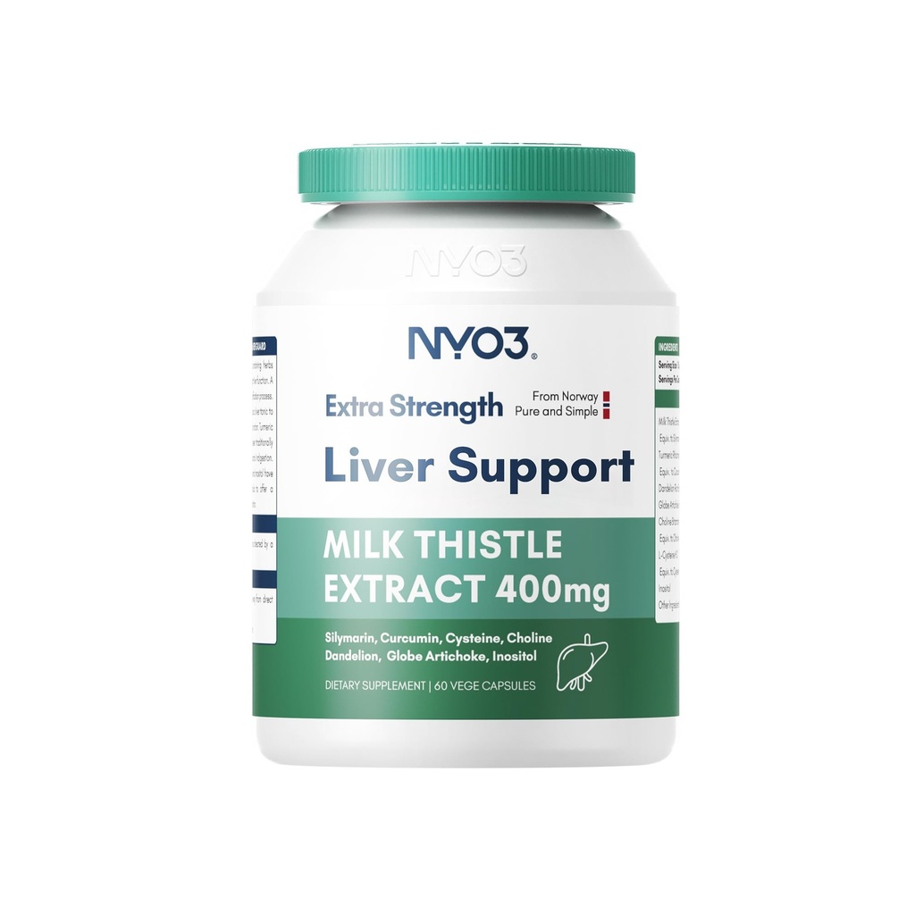 NYO3 Süt Butle Liver Detox Supplement 400 mg with Dandelion Root & Artichoke Silymarin, 60 Capsules Liver Cleanse Liver Support Herbal Health Supplement, Antioksi Destek