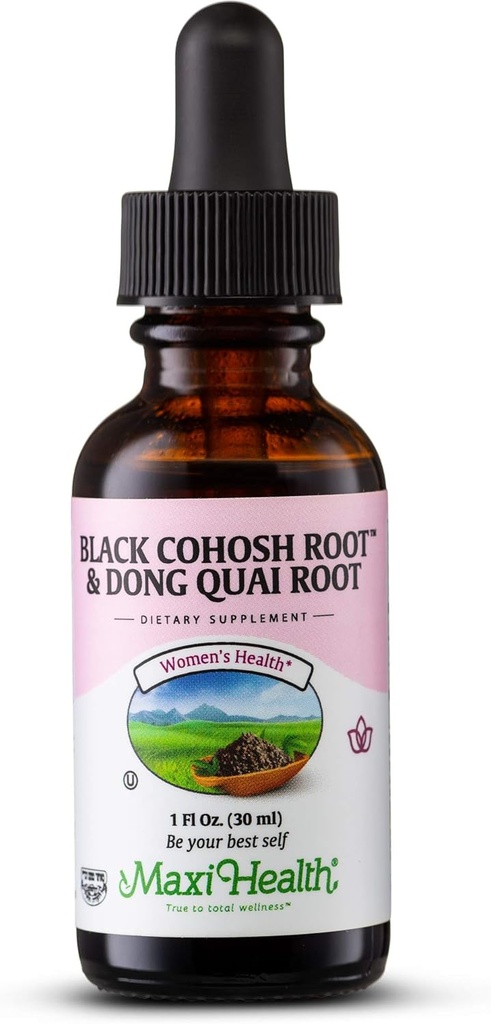 Maxi Health Black Cohosh Root and Dong Quai Root Extract - Γυναικεία Φόρμουλα, 1 fl Oz μπουκάλι - Kosher