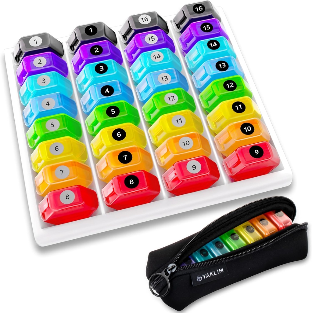 Aylık Pill Organizer 1-Time a-Day: 30 Günlük Pill Organizer with Etiketler, Portre Aylık Pill Box, Ay Pillrec ith Porte For Vitamin, Tıp, Fish Oil, Supplements