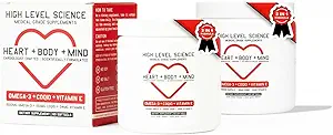 High Level Science CoQ10, Omega-3, Βιταμίνη Ε, Καρδιολόγος Formated for Heart + Body + Mind Health, DHA/EPA, Αντιοξειδωτικό για Ενέργεια, Superior Bioδιαθέσιμο ιχθυέλαιο, Χωρίς Γλουτένη, 60 Softgels - 2 Pack