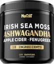 Organik Ashwangdha Capsules 15000mg İrlandalı Deniz Moss Apple Cider Vinegar & More - Beyin Sağlığı, Güçlü ve Immune Sistemine Destek - 120 Vegan Capsules