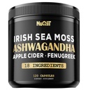 Organik Ashwangdha Capsules 15000mg İrlandalı Deniz Moss Apple Cider Vinegar & More - Beyin Sağlığı, Güçlü ve Immune Sistemine Destek - 120 Vegan Capsules