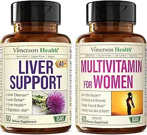Liver Cleanse Detox & Tamir Süt Butle Supplement for Yetişkinler Over 40 & Multivitamin for Women