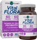 Vital Planet - Vital Flora Γυναίκες άνω των 55 Daily Probiotic, 60 Billion CFU, Diverse Strains, Organic Prebiotics, Κολπική και Ανοσολογική Υποστήριξη, Digestive Health Probiotics για γυναίκες 30 Κάψουλες