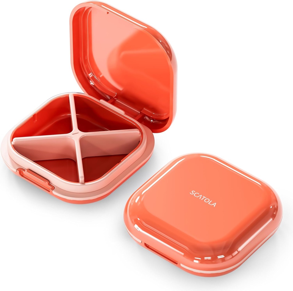 Küçük Pill Case, Seyahat Pill Box, Portre Pill Organizer, Pocket 4 Karşılaştırma için Pill Konteyner, Günlük Compact Seyahat Tıp Dereceleri Vitaminler (Pink)