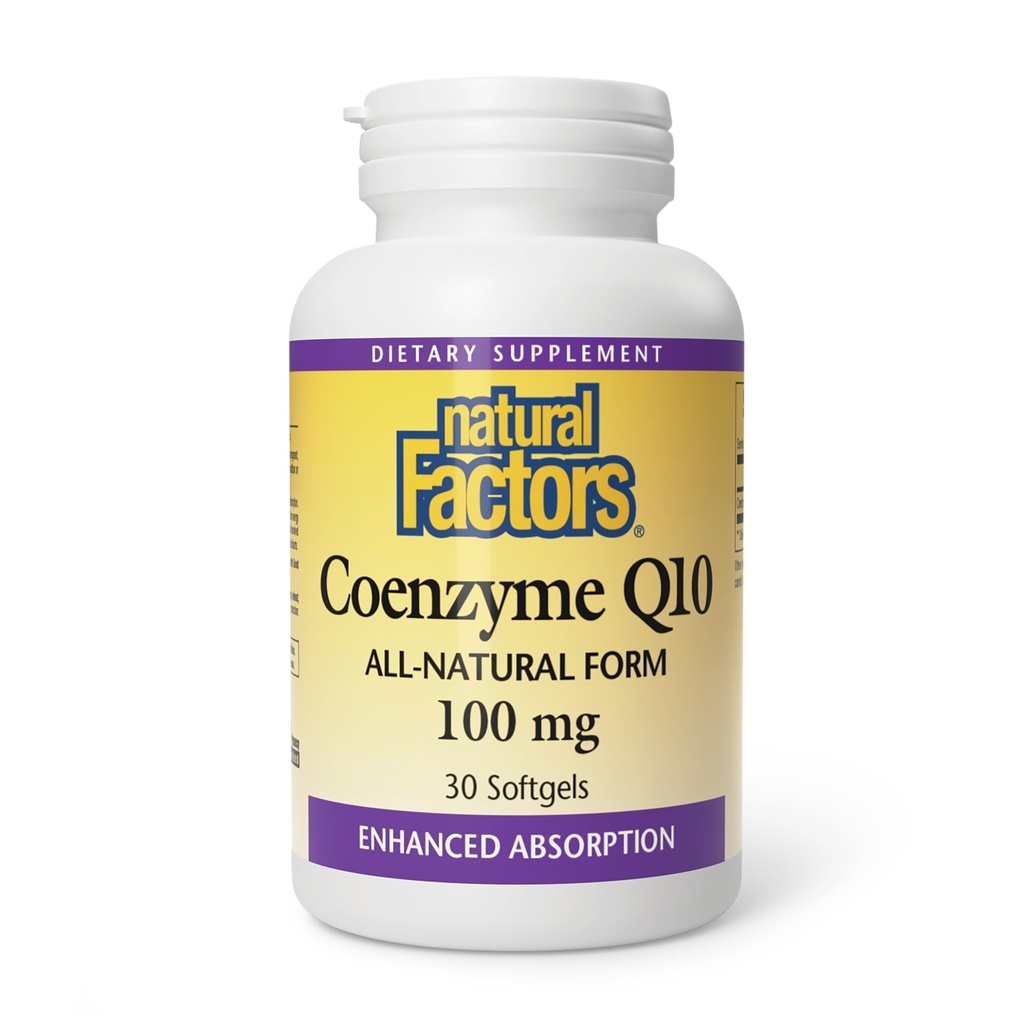 Doğal Faktörler Coenzyme Q10 - Antioksi Support Supplement Supports Cellular Enerji Üretimi - Daha İyi Abhidrorpsiyon Yardımları Sağlıklı Kalp Fonksiyonlu - 100 mg, 60 Softgels (60 Hizmet)