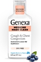 Genxa Clean Cough & Chest Congestion Relief, Dye Free, 0% Yapay Katkılar, Multi-Symptom En Güçlü Yardım Cough Syrup, Cough Suppressant & Waitorant, Organic Blueberry Flavor, 6 fl ozzzz