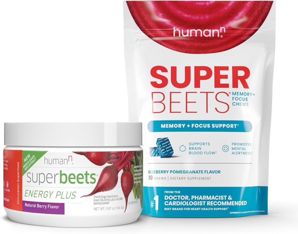 Humann SuperBeets Energy Plus & Memory + Focus Chews