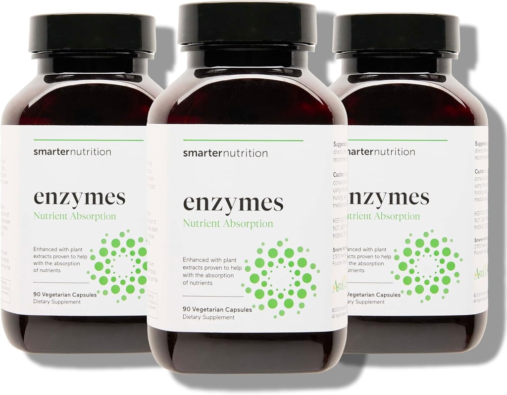 Smarter Beslenme Vegan Algestive Enzymes - Zattion Bloating & Gut Health Support with 16 Multi Enzymes for Nutrient Abors & Meal Time Comfort for Both Men & Women - Count[90-Day Supply]
