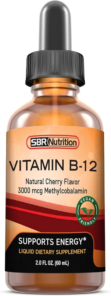B12 Vitamini Sıvı Ölçeği - Mecobalamin, VIT B 12 Destek Enerji, Max Aborpsiyon, 3000 Live Per Servis, 60 Hizmet, ABD'de Üretilmiş, Vegan Dostu, ABD'de Üretilmiş