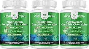Sugar Free Magnezyum Glycinate Chewable - Glycinate Taurate & Citrate Kompleksi Plus Vitamins D3 B6 & C - Vegetarian Non-GMO & No Yapay Flavors (30 Gün)