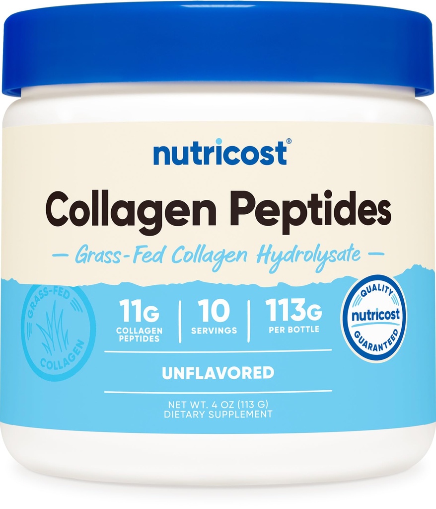 Nutricost Collagen Nut Toz 4 oz (Unflavored) Tip I, Tip III Collagen - Grass-Fed, Gluten Free and Non-GMOMO