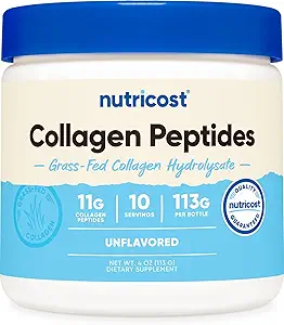 Nutricost Collagen Nut Toz 4 oz (Unflavored) Tip I, Tip III Collagen - Grass-Fed, Gluten Free and Non-GMOMO